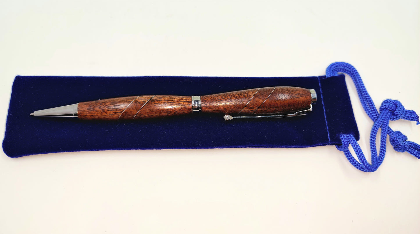 Woodturned Pens - Silver and Swirls