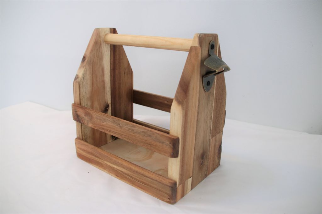 Acacia Beer Caddy (Medium) with Opener