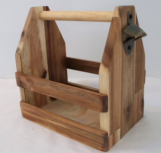 Acacia Beer Caddy (Medium) with Opener