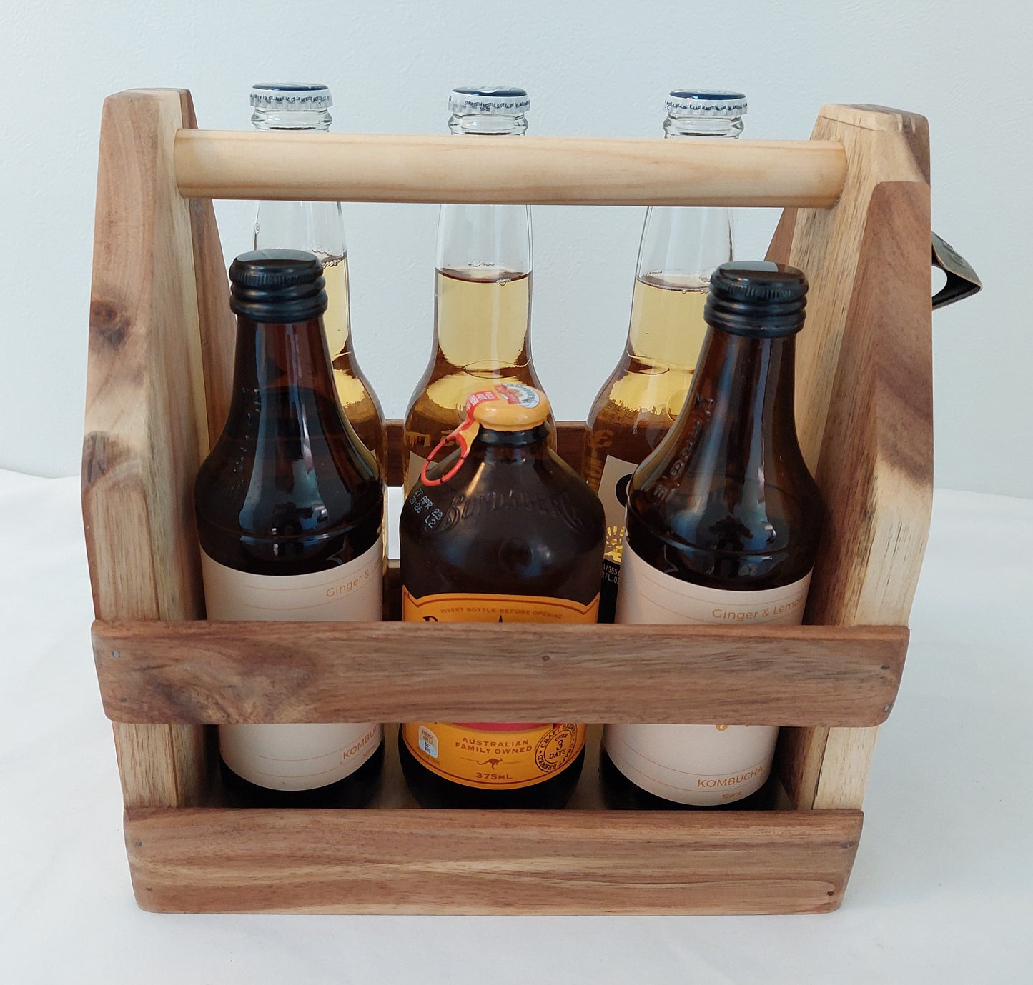 Acacia Beer Caddy (Medium) with Opener