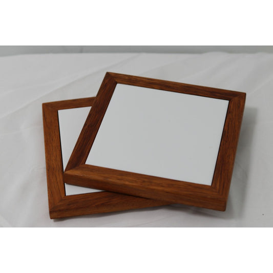 White Ceramic Tile Trivet - Set of 2